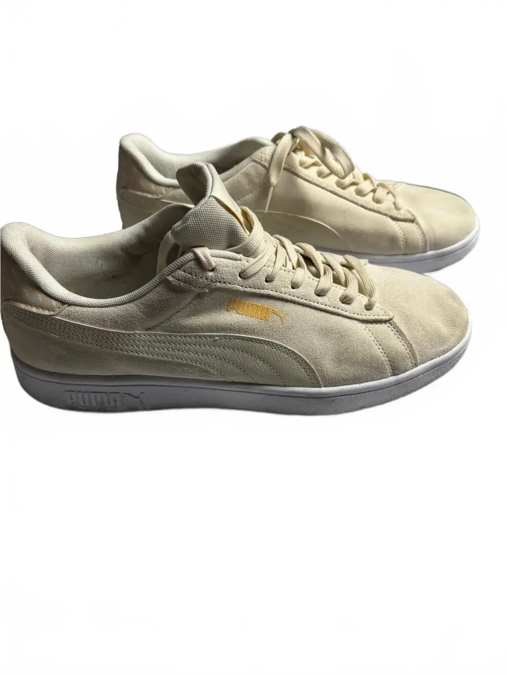 Puma Suede Classic Sneakers in Cream with Gold Logo